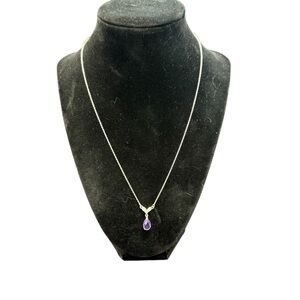 Avon Sterling Silver birthstone drop Necklace June Alexandrite NIB 2007 vintage